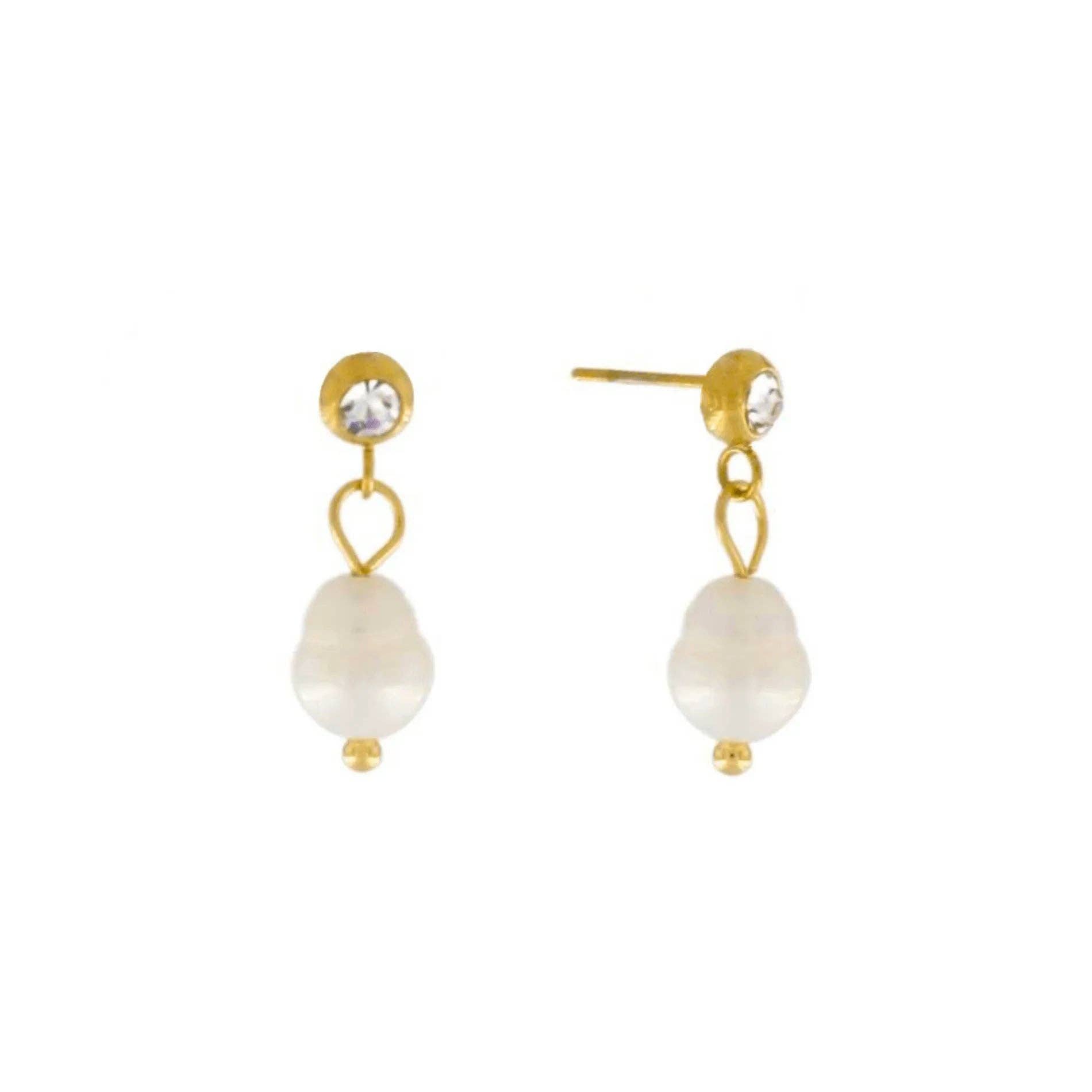 Dansk Copenhagen – Engroshandel Hængeøreringe og creoløreringe – Joy Waterproof Post Pearl & CZ Earring 18K Gold Plating0