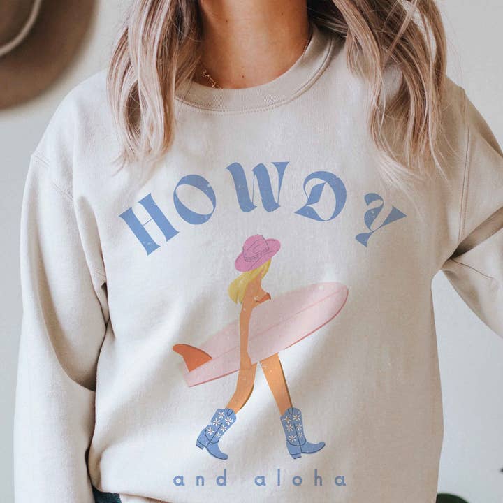 Chandail à motif graphique HOWDY AND ALOHA pour la vente par BLUME & CO.