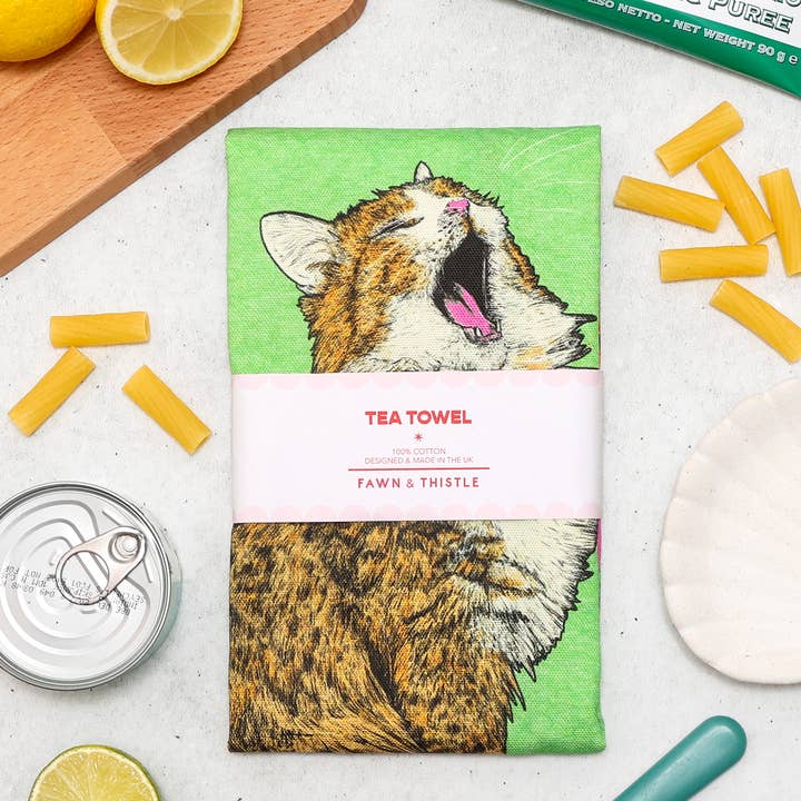 Fawn & Thistle Ltd (US Duties Paid) - Wholesale Tea Towel - Feed The Cat Tea Towel | 100% Cotton Dish Towel 7