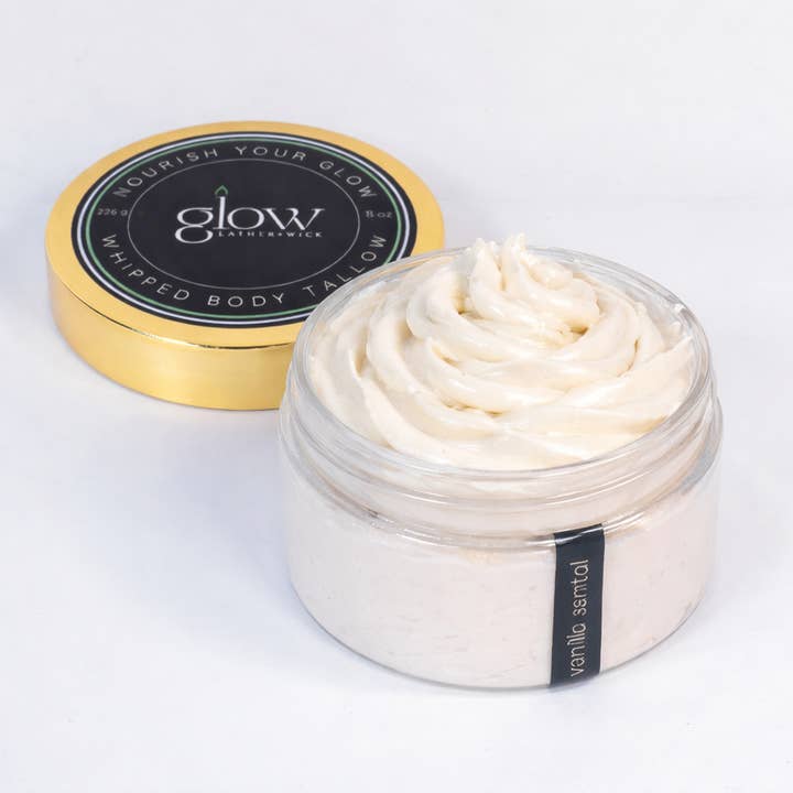 Tallow-Whipped Body Tallow with EWG Compliant Fragrance Compounds-Vanilla Santal for wholesale by GLOW Lather + Wick