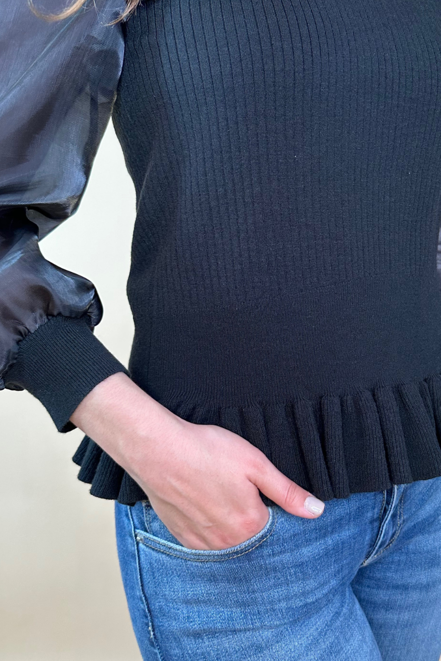 Black Meet Your Match Smocked Top for wholesale on Faire12