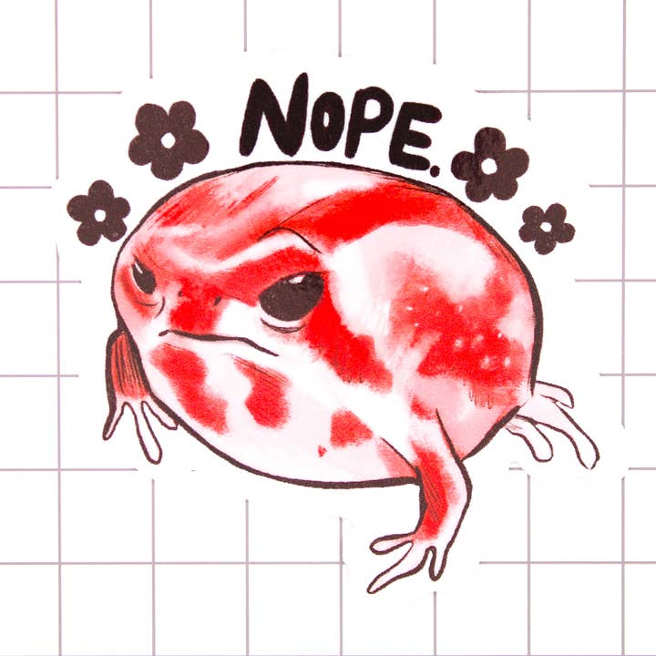 Angry Toad Vinyl Sticker for wholesale by Amy Hartelust Art and Illustration