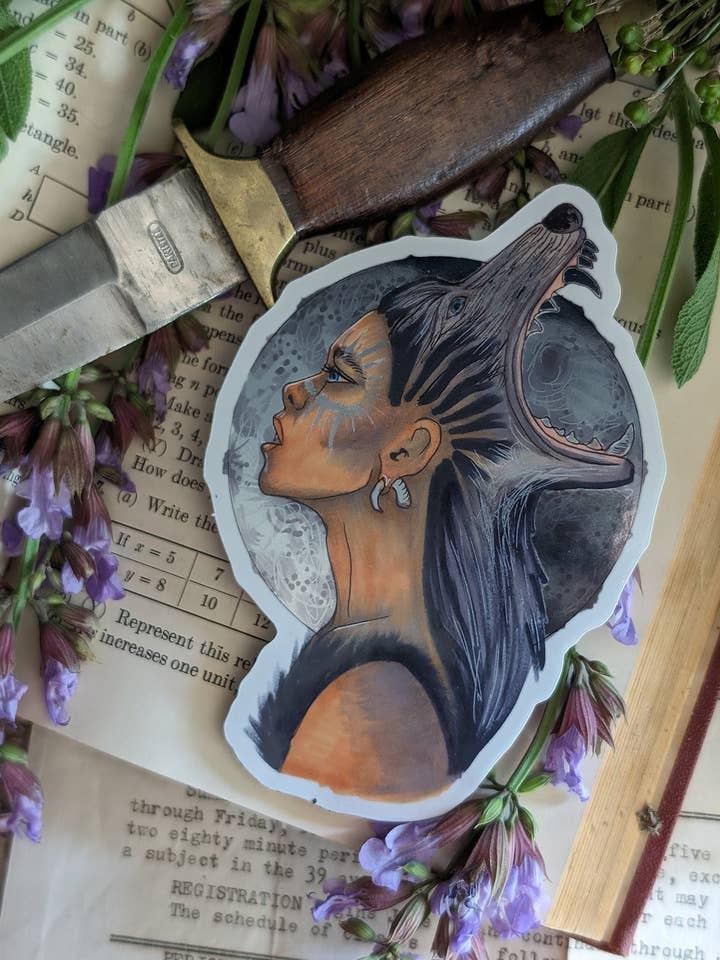 Werewolf Sticker for wholesale by Ink & Wildflower