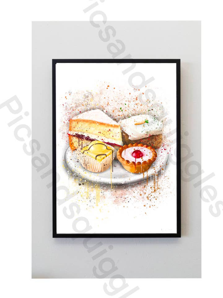 Cakes on a Plate Splatter Print for wholesale by Pics and Squiggles