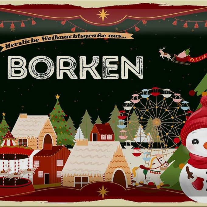 Tin sign Christmas greetings from BORKEN gift decorative sign tin sign 30x20 cm for wholesale by Femer