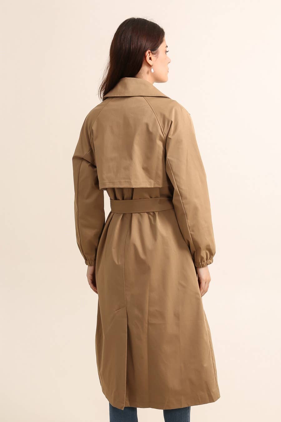 Attrait Paris – Engroshandel Trenchcoat - Dame – Lang trenchcoat med bælte10
