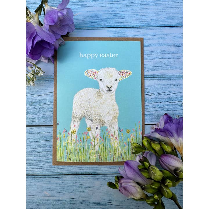 Jen Winnett Eco Artist - Wholesale Easter Card - Easter Lamb Eco Card | Blank Nature Colourful Watercolour 2