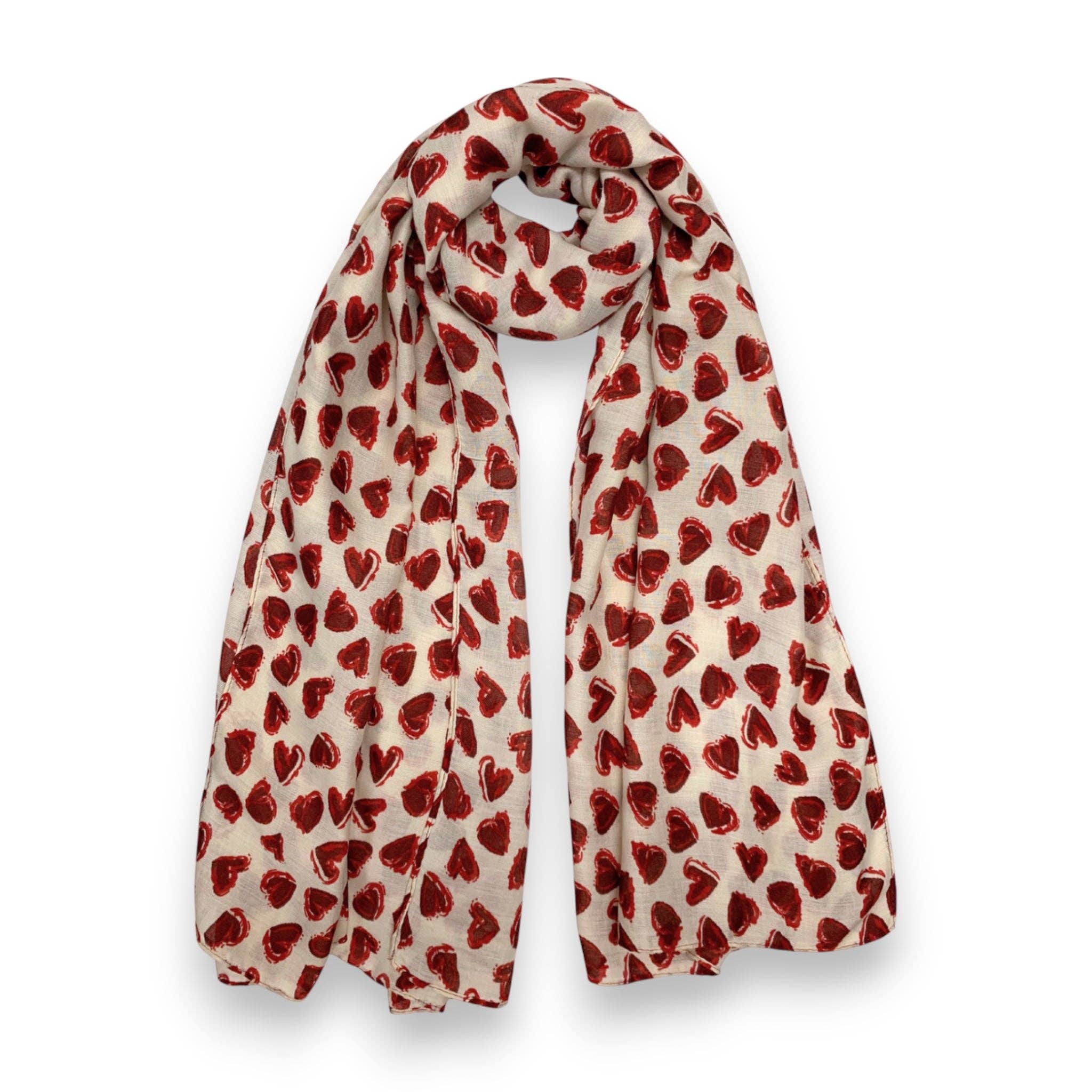 Lili Scarves (US Duty Free) – Großhandel Schal – Damen – Herzbedruckter Baumwollmischungsschal0