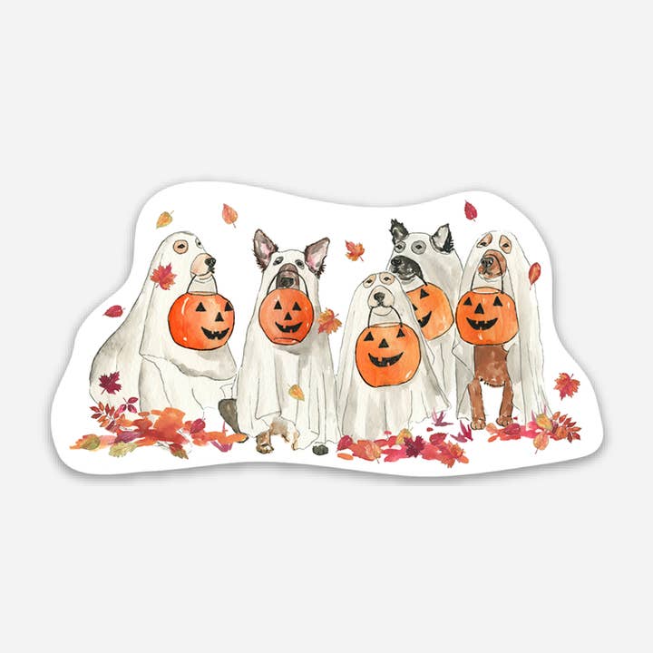 Halloween Ghost Dogs Sticker - 2"x3" Sticker for wholesale by KelseyMDesigns