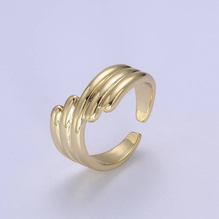 24K Guld Fylld Texturerad Ring, Stapelbar Öppen Klo Guld Bandring, Statement Tärnring U-461 för wholesale av Aim Eternal
