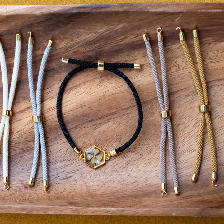 Nylon Chord Four Leaf Clover Bracelet for wholesale by TillyPad Studios