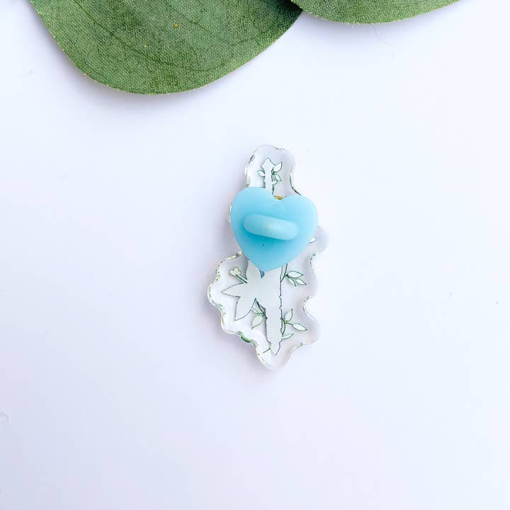 Sarah May Arts - Wholesale Lapel Pin/Button - Master Sword Acrylic Pin | Legend of Zelda Floral Pin2