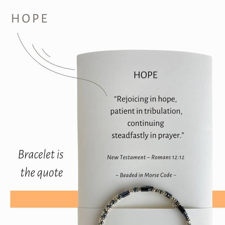 HOPE - Verheugd in hoop -
Spiritueel citaat in morsecode voor wholesale door Wear a Touch of Spirit