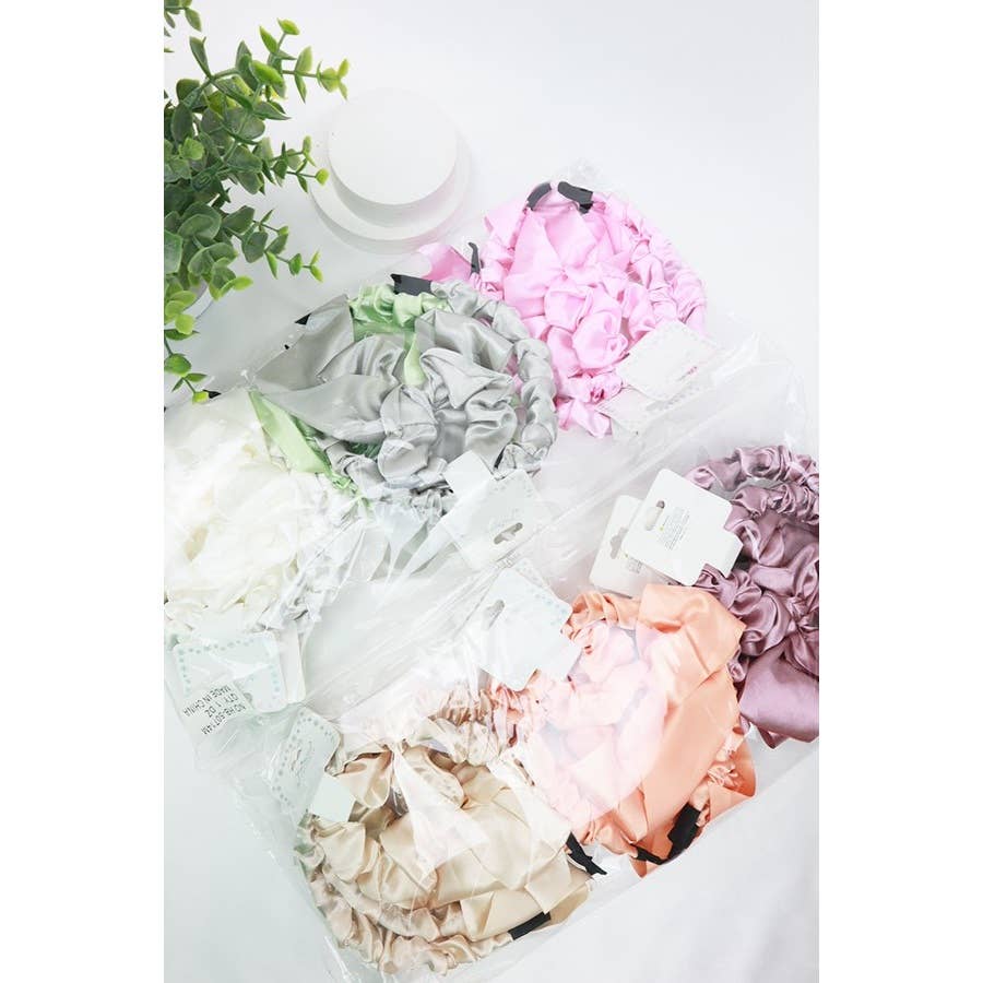 MIX COLOR Satin Scrunchie and Hairband Set for wholesale on Faire6