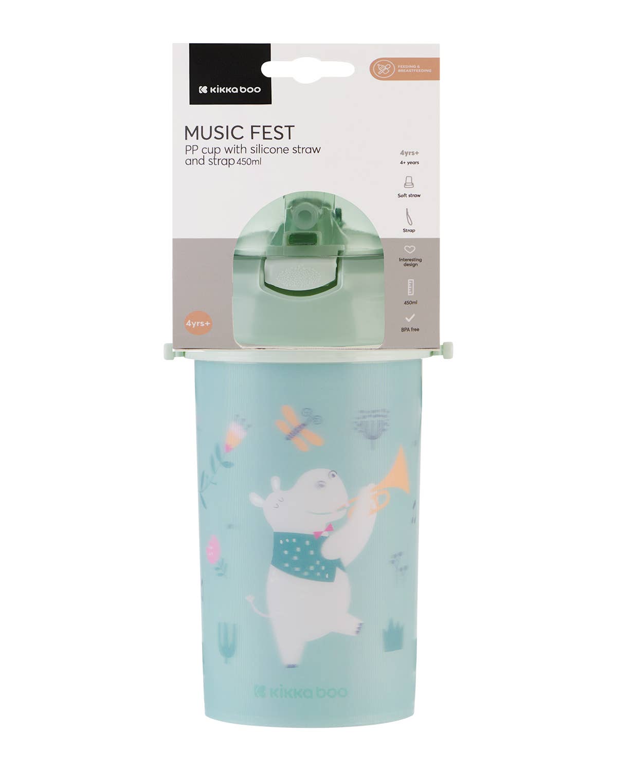 Kika Group Ltd. - Wholesale Drinking Glass/Cup - Kids & Baby - PP Cup With Silicone Straw And Strap 450ml Music Fest1