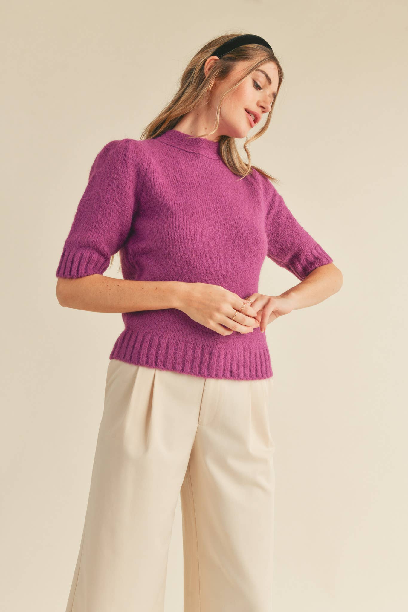 &MERCI - Wholesale Knit Sweater - Women's - MOCK NECK TIE BACK SWEATER MSW1029410