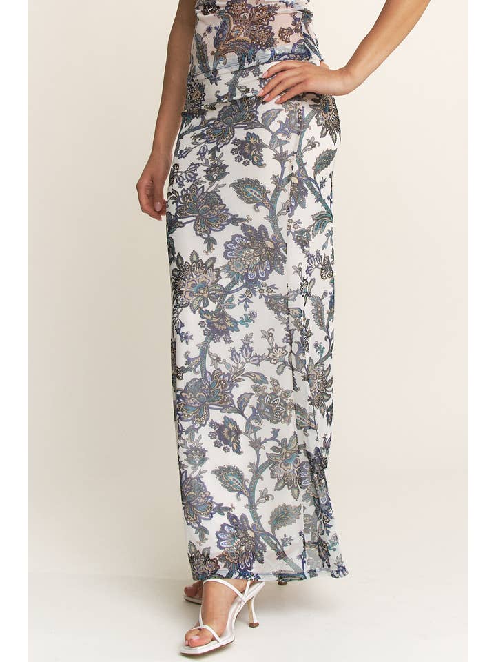 YNEZ - Wholesale Skirt - Women's - Boho Paisley Fit n Flare Cocktail Chic Maxi Slip Skirt26