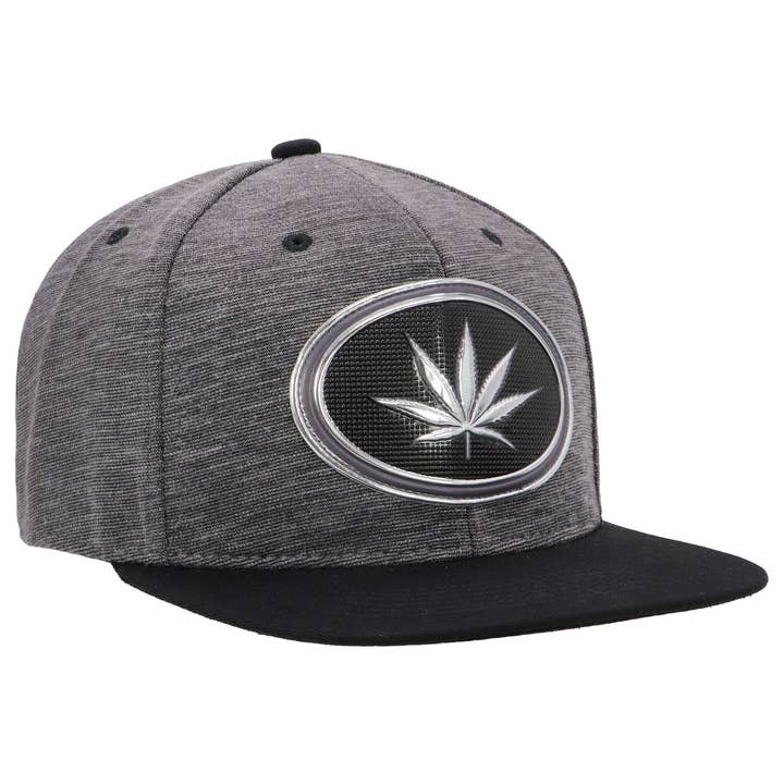 Cap Zone - Wholesale Flat Brim Cap - Unisex - Marijuana Chrome Logo Tweed Flat Brim Cap9