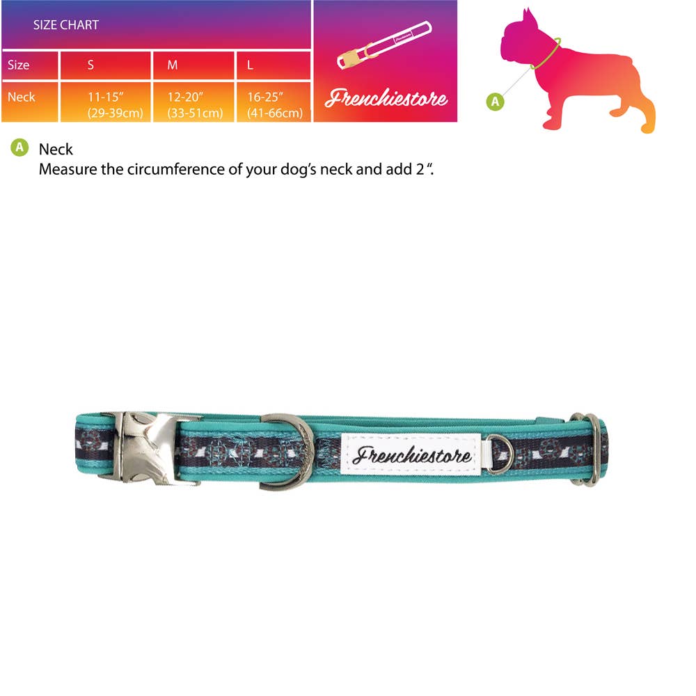 Frenchiestore - Wholesale Pet Collar - Dog - Pet Dog Breakaway Collar | Frenchie Love in Teal3