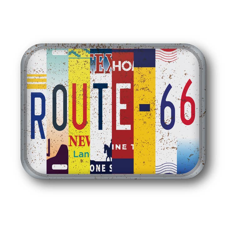 Route 66 Collage Plate for wholesale by BetterMagnets.com by Design Studio 88 Inc