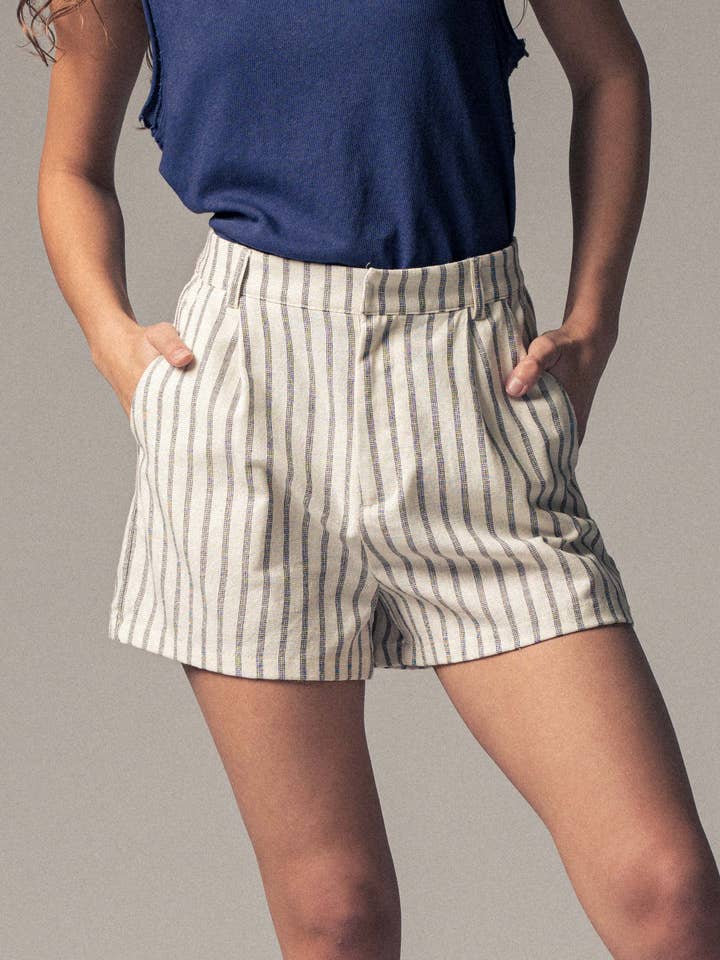 Urban Daizy - Wholesale Shorts - Women's - Coastal Linen Stripe Shorts