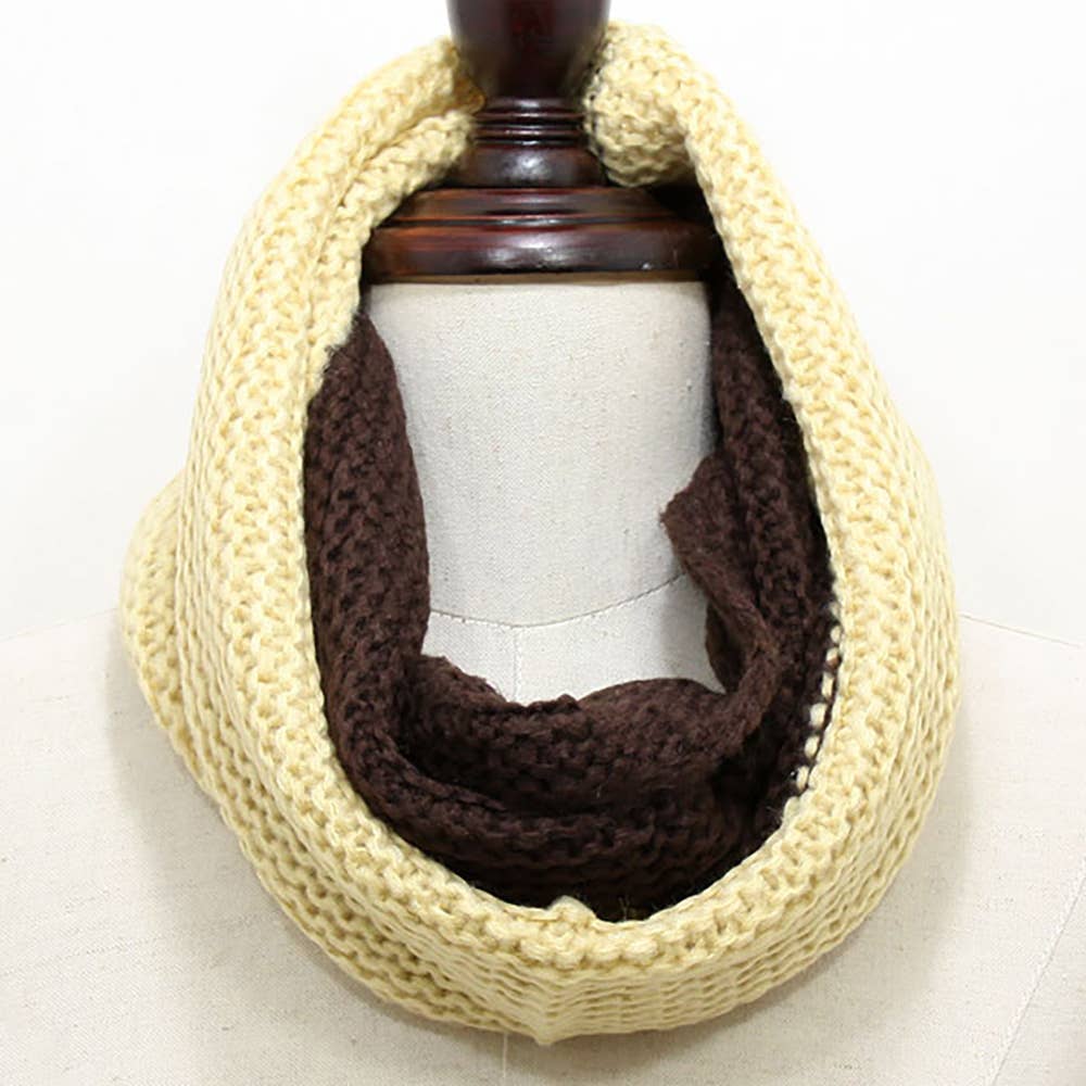 Sensibling Corp. - Wholesale Scarf - Women's - Two Tone Chunky Knit Infinity Scarf1