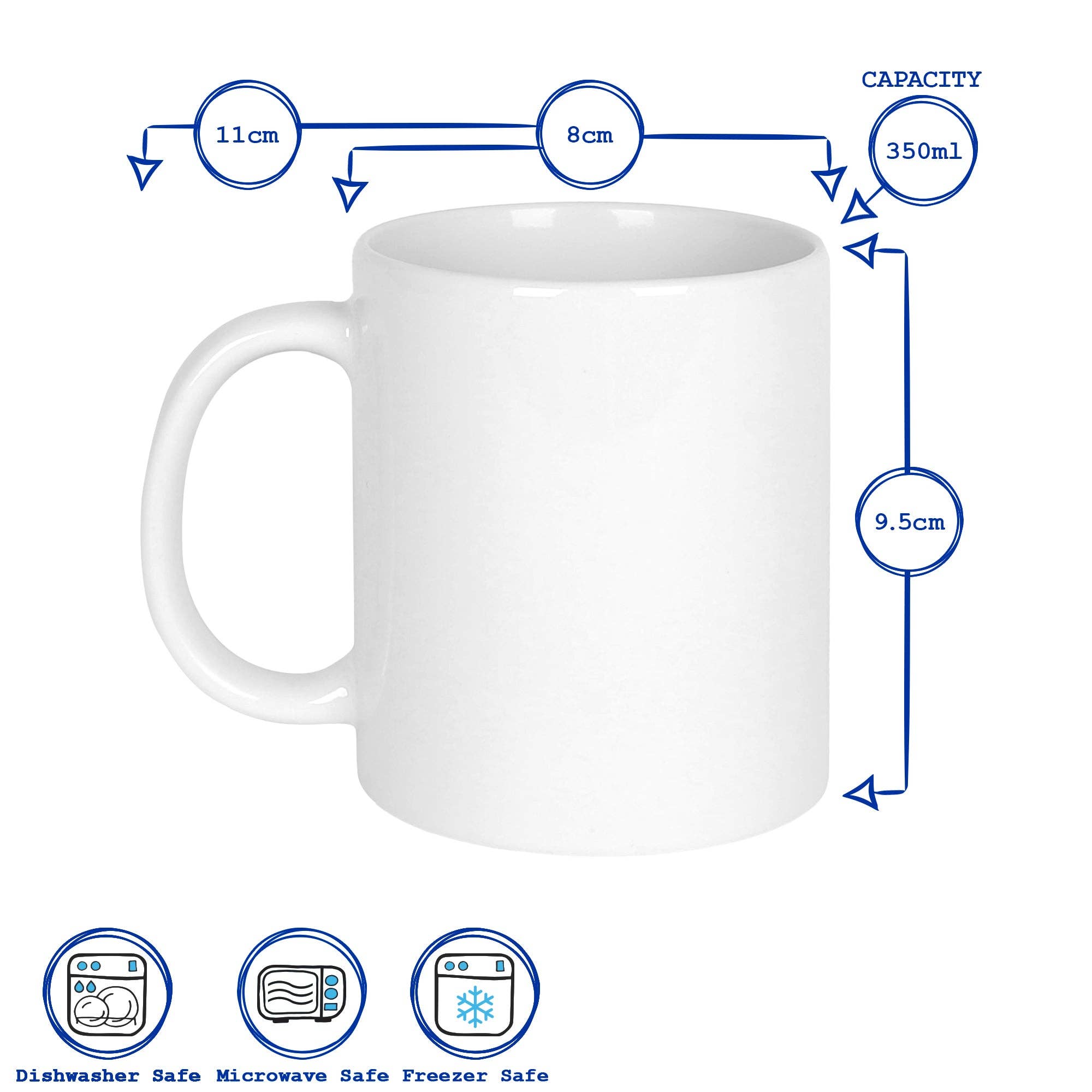 Rinkit Ltd - Wholesale Coffee Mug - 350ml Blank Stoneware Sublimation Mug - White6