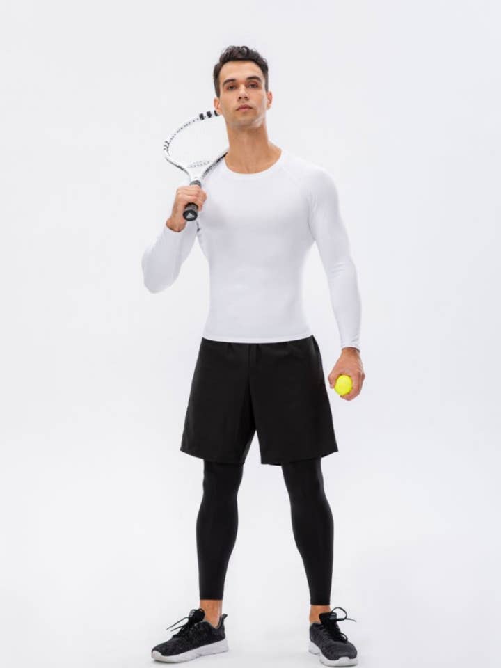 Active by Anna-Kaci - Wholesale Athletic top – men's - Men's Long Sleeve Compression Shirt with Crew Neck12