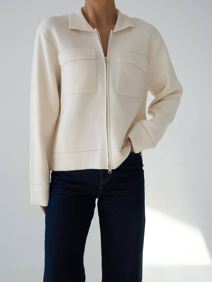 Cardigã de Fecho Duplo para Mulher - Blusa de Malha Elegante por atacado de Design company-Fatma Balkir