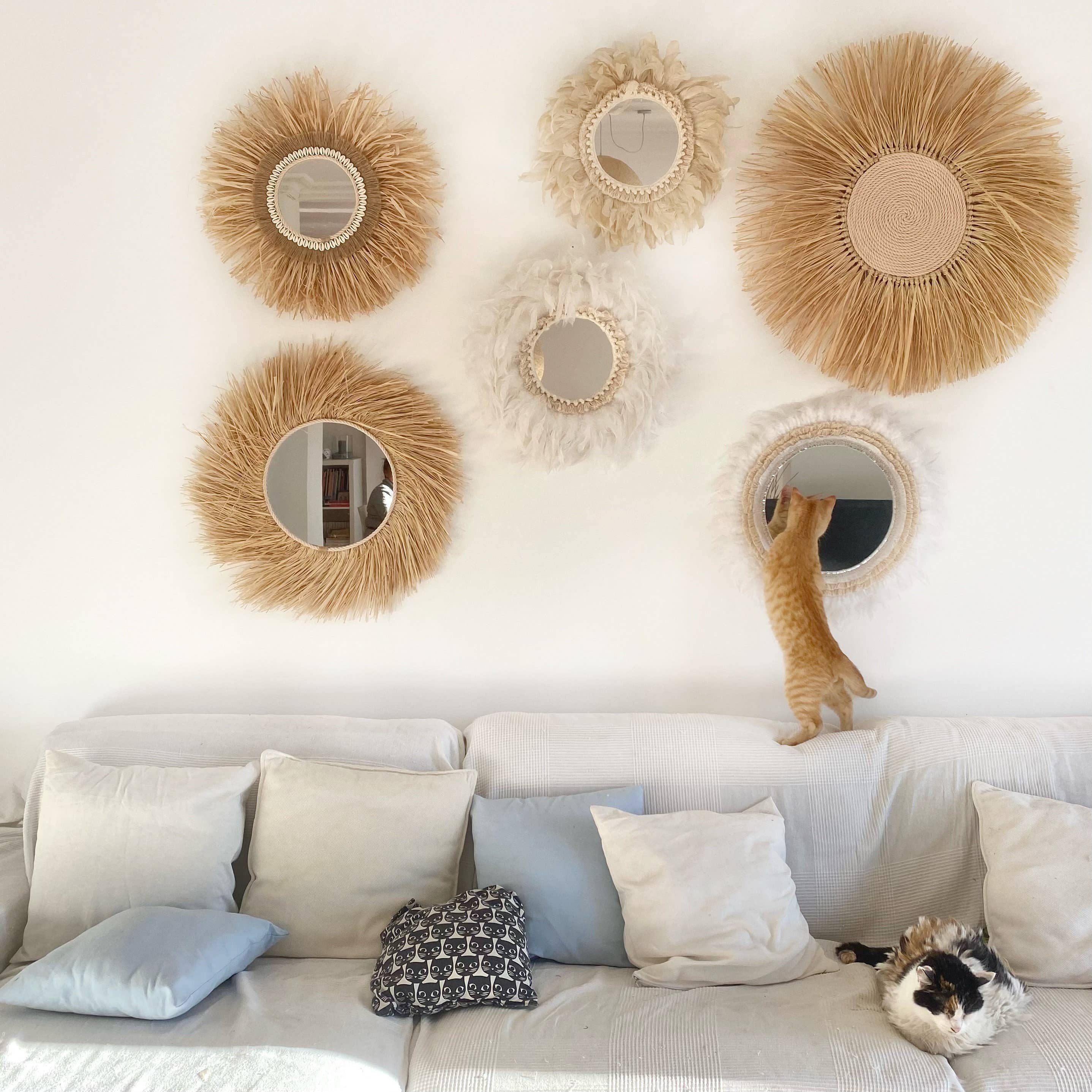 Geometrik Design - Wholesale Wall Stone - Natural Raffia Decorative Mirror5