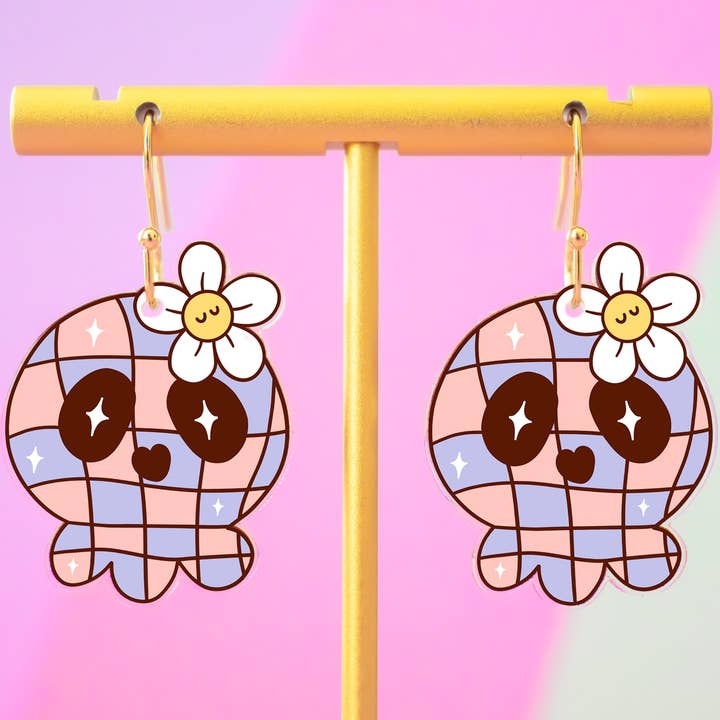 Groovy Skull Earrings, Retro Halloween Earrings for wholesale by Momenti di Vita