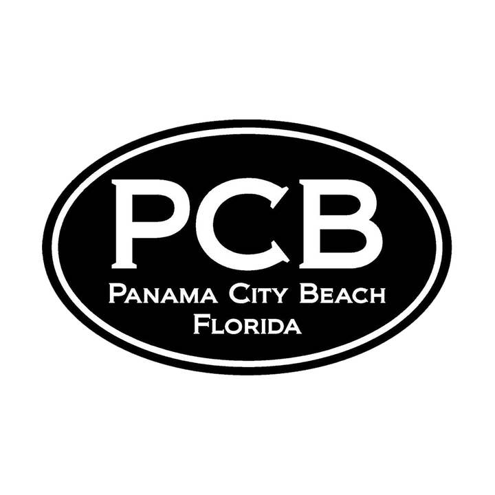 Panama City Beach Black Oval PCB Sticker for wholesale by Real Sticky