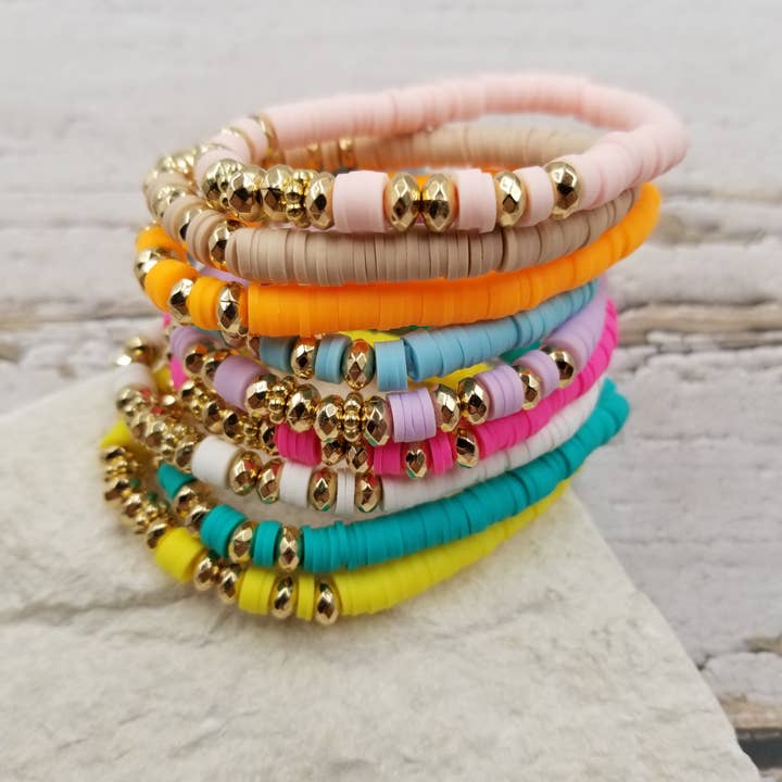 Brazalete de arcilla Boho Beach, juego de 9 para venta al por mayor de Treasure Wholesale
