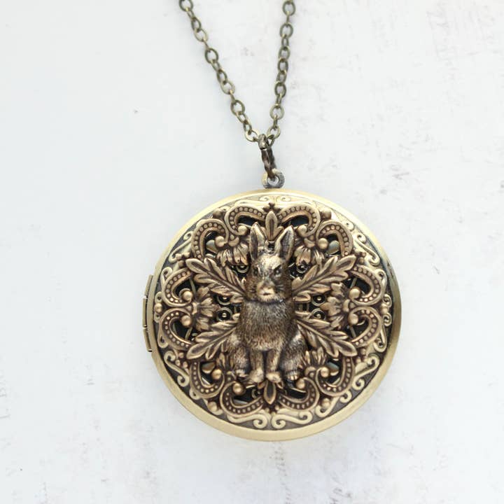 A Pocket of Posies - Wholesale Locket Necklace - Rabbit Locket Necklace