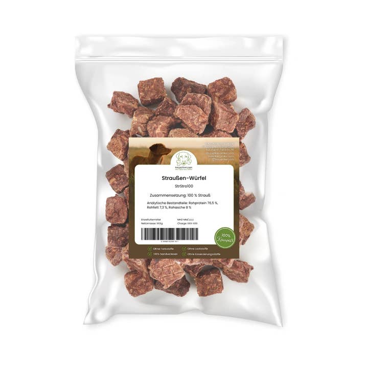 Kauartikel.com GmbH - Wholesale Pet Treats - Dog - ostrich cubes1