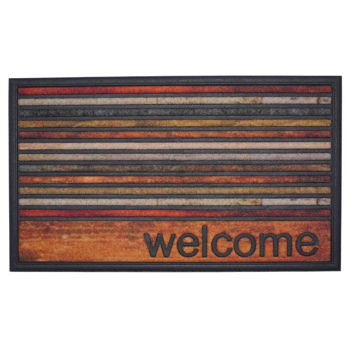 Calloway Mills 108881830 Welcome Stripes Doormat 18" x 30" for wholesale by Calloway Mills