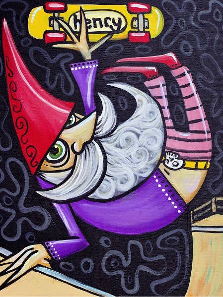 Gnome Skateboarding Canvas Print for wholesale by It's a Henry