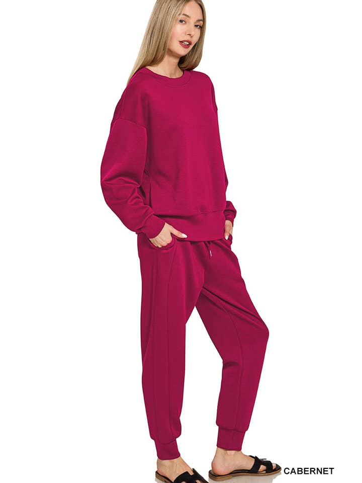 42POPS - Wholesale Lounge Set - Women's - ',._ Scuba Crewneck Pullover & Joggers 2 PC Set SI-2691019