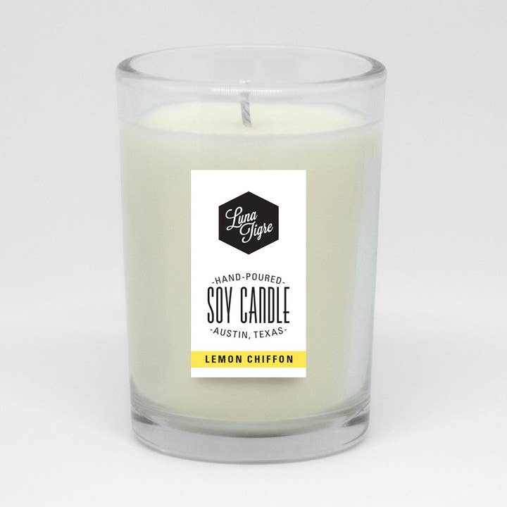 Candela in vetro di soia, in chiffon di limone, 177 ml per la vendita all'ingrosso da parte di Luna Tigre Candles
