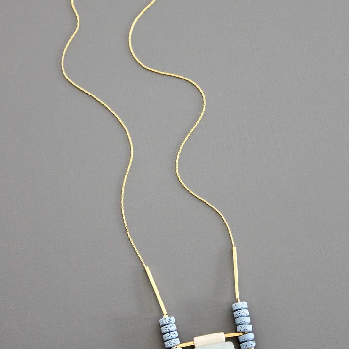 David Aubrey Jewelry - Wholesale Beaded/Pearl Necklace - KYL224 amazonite and lava bead necklace
