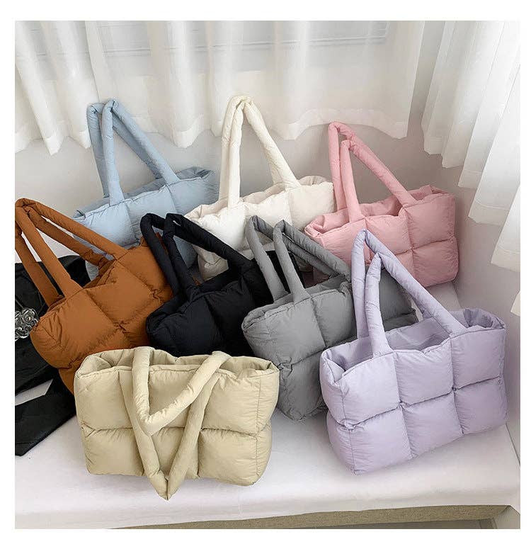 Sweetkama - Wholesale Tote Bag - Women's - Ladies Puff Solid Color Padded Cloud Tote Bag SKAB413419