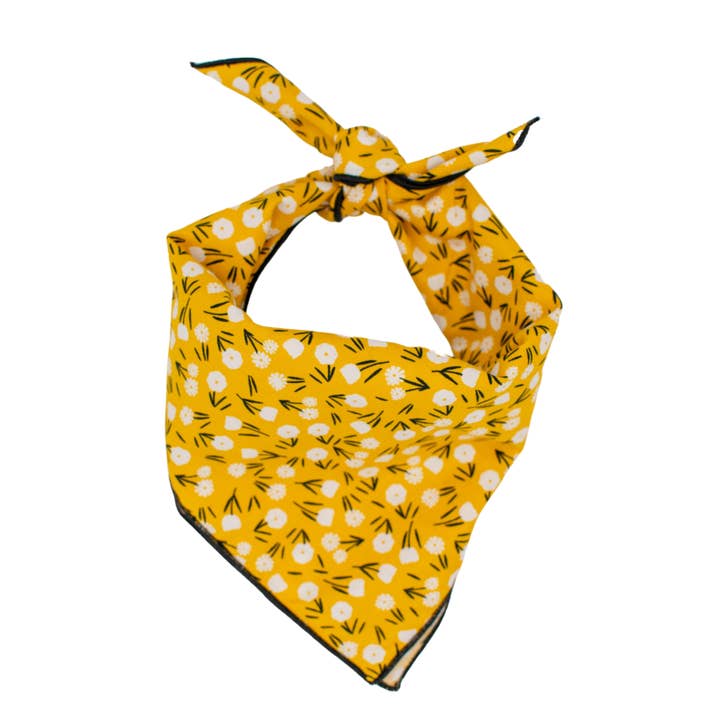 Farm Floral Yellow Dog Bandana handmade by The Oxford Dog for wholesale by The Oxford Dog