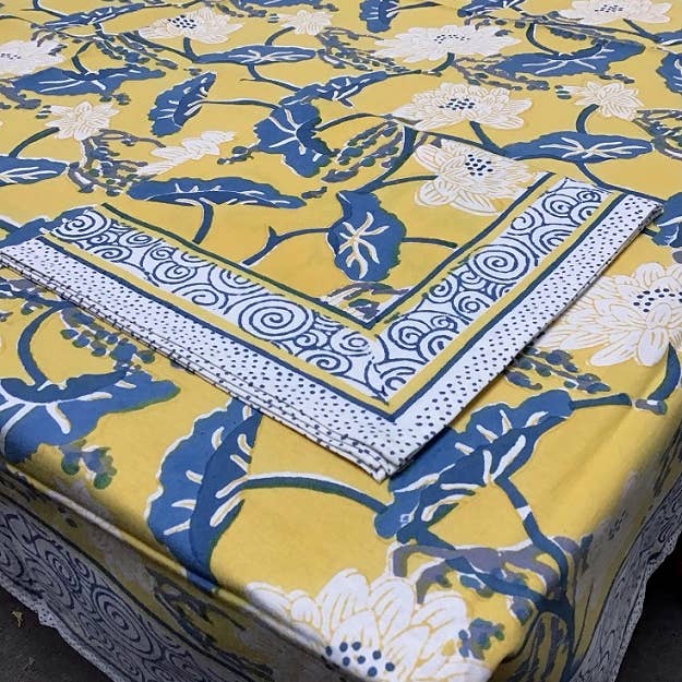 Tablecloth 86 Rnd Asian Lotus Yellow 1943A for wholesale by natural habitat