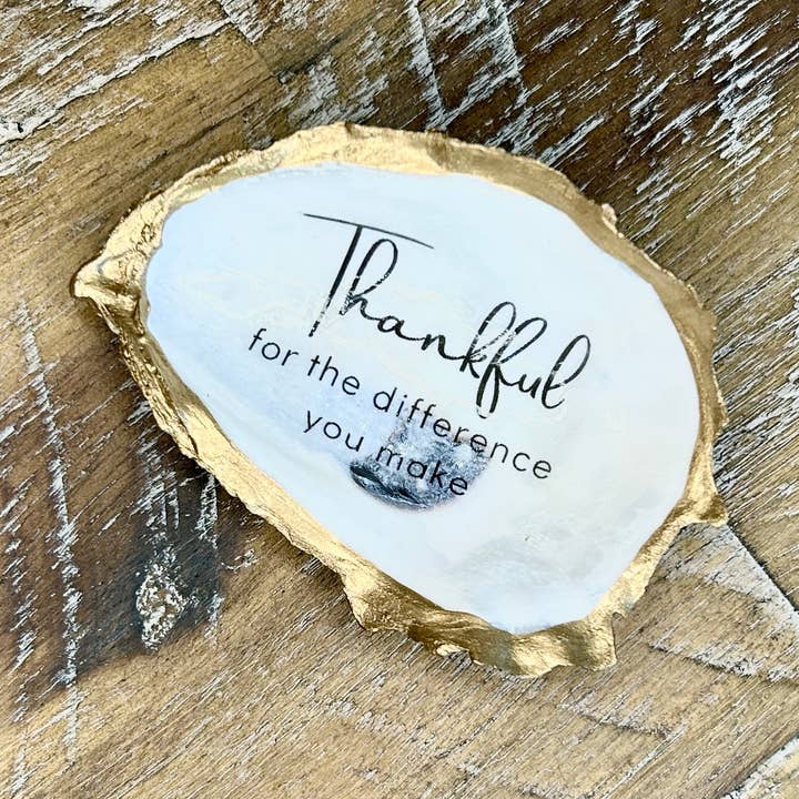 Coast and Cork - Wholesale Jewelry Dish - Thankful for the Difference You Make - Oyster Trinket Dish0