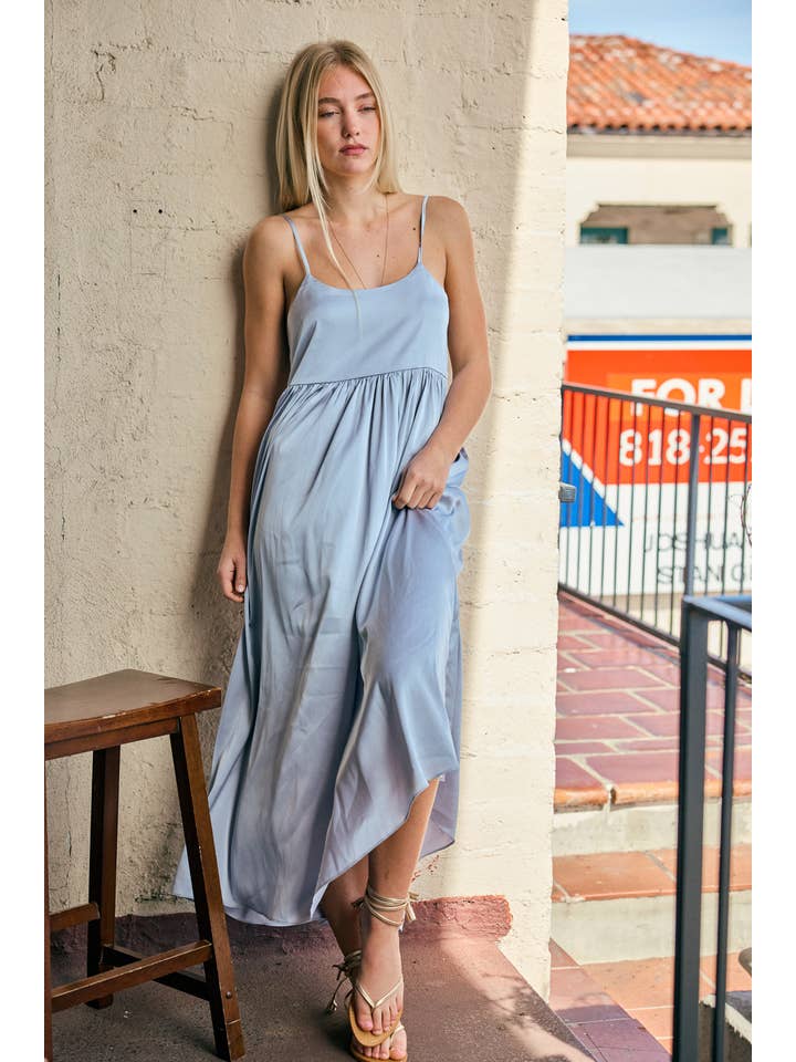 Lara Daisy - Wholesale Dress - Women's - Satin Tie-back Camisole Midi Dress