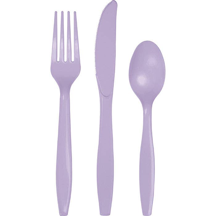 Bulk Luscious Lavender Assorted Plastic Cutlery (12 Pkgs per Case) for wholesale by Bulk Party Decor