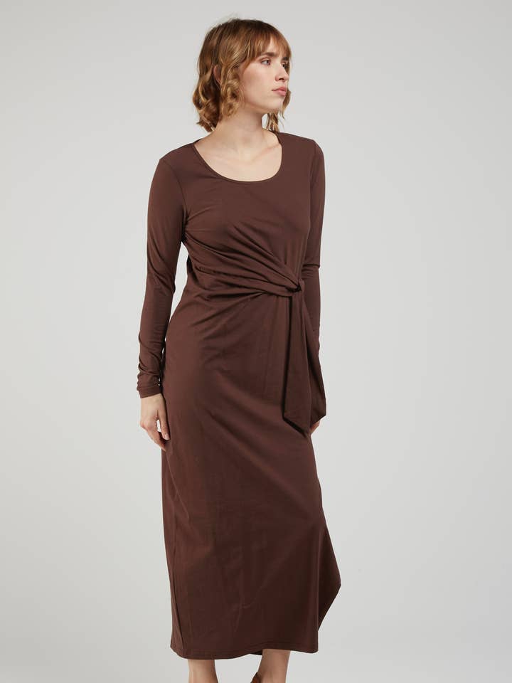 ELODIE2 - Langes T-Shirt-Kleid mit Knoten für den Großhandel von Andy & Lucy