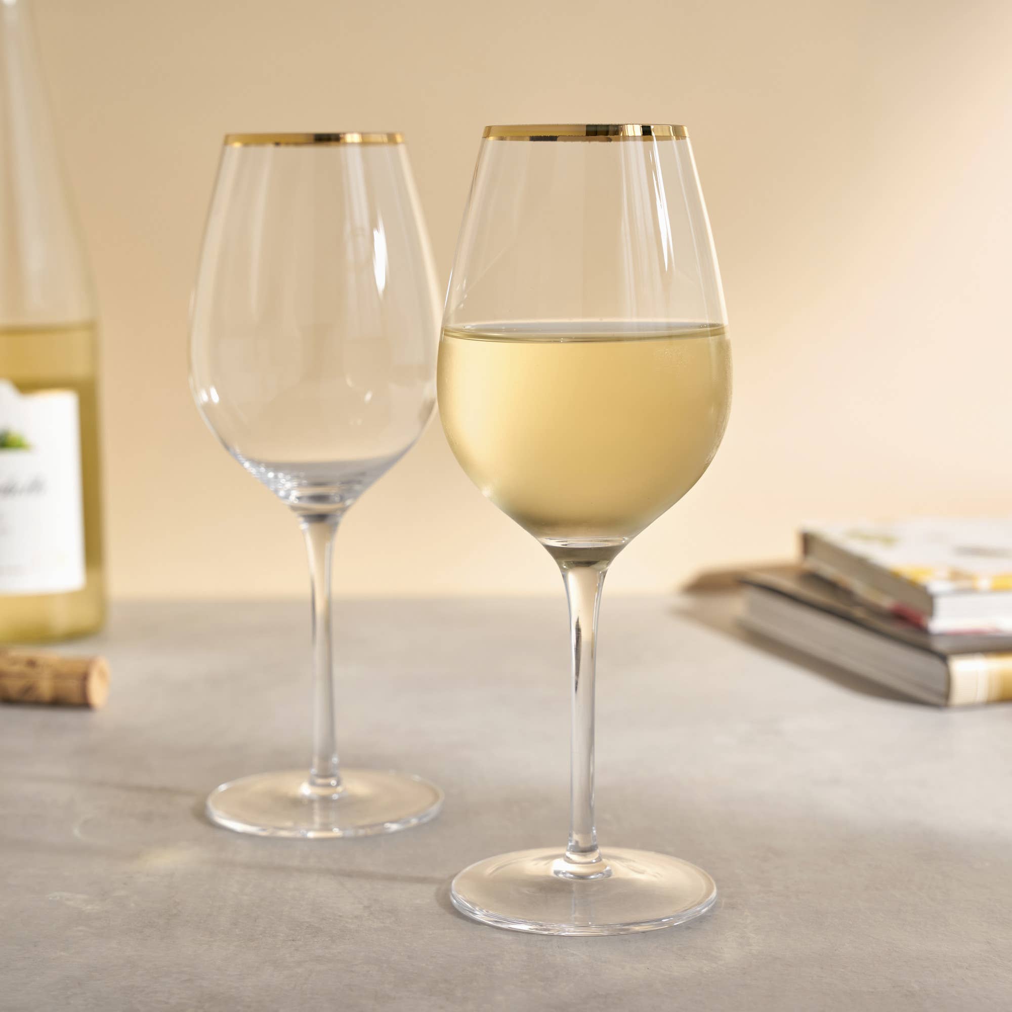 Twine - Wholesale Wine Glass - Gilded Gold Rimmed Glass Stemmed Wine Glasses Set of 23