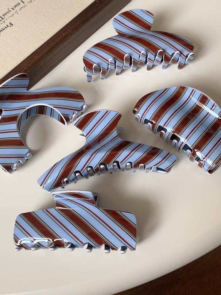 Pince à cheveux vintage à rayures color block DP25B964 pour la vente par Dipped Shop