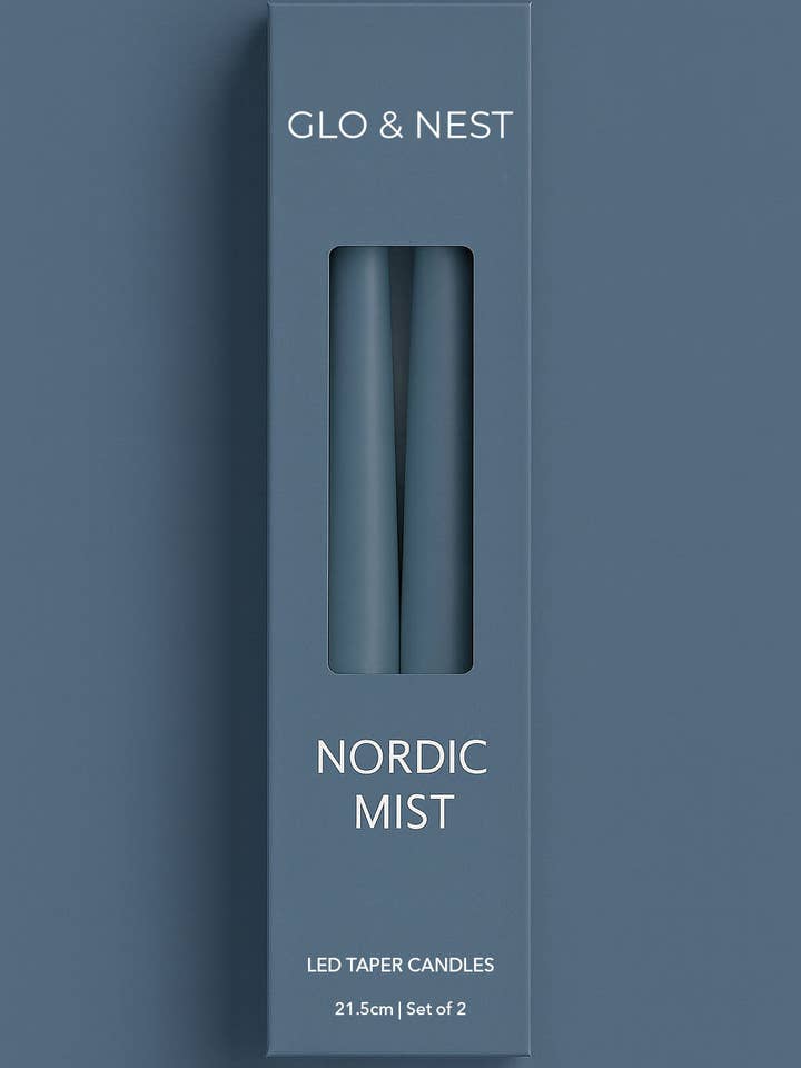 Set of 2 LED Taper Candles - Nordic Mist for wholesale by GLO & NEST